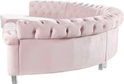 Modular curved large living room pink velvet sectional by Meridian additional picture 2