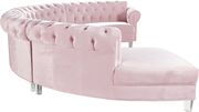 Modular curved large living room pink velvet sectional by Meridian additional picture 3