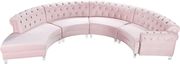 Modular curved large living room pink velvet sectional by Meridian additional picture 4