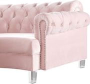 Modular curved large living room pink velvet sectional by Meridian additional picture 5