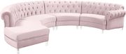 Modular curved large living room pink velvet sectional by Meridian additional picture 8