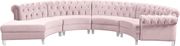 Modular curved large living room pink velvet sectional by Meridian additional picture 9