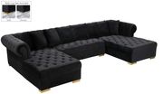 2-chaise 3pcs sectional in black velvet by Meridian additional picture 10
