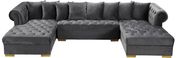 2-chaise 3pcs sectional in gray velvet by Meridian additional picture 7
