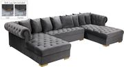 2-chaise 3pcs sectional in gray velvet by Meridian additional picture 9