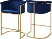 Navy velvet contemporary bar stool additional photo 2 of 4