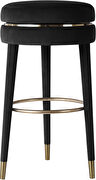 Contemporary swivel black velvet / gold bar stool by Meridian additional picture 2