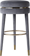 Contemporary swivel gray velvet / gold bar stool by Meridian additional picture 2