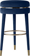 Contemporary swivel navy velvet / gold bar stool by Meridian additional picture 2