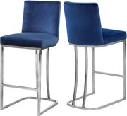 Blue velvet / chrome frame bar stool by Meridian additional picture 3