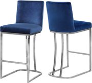 Blue velvet / chrome frame bar stool additional photo 3 of 4