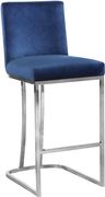 Blue velvet / chrome frame bar stool additional photo 5 of 4