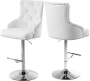 White velvet tufted adjustable height bar stool by Meridian additional picture 2