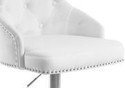 White velvet tufted adjustable height bar stool by Meridian additional picture 6