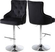 Black velvet tufted adjustable height bar stool by Meridian additional picture 3