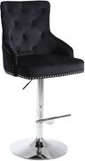 Black velvet tufted adjustable height bar stool by Meridian additional picture 6