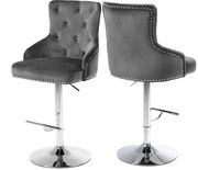 Gray velvet tufted adjustable height bar stool by Meridian additional picture 2