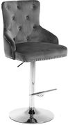 Gray velvet tufted adjustable height bar stool by Meridian additional picture 5