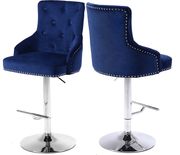 Navy velvet tufted adjustable height bar stool by Meridian additional picture 3