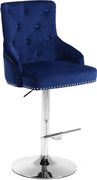 Navy velvet tufted adjustable height bar stool by Meridian additional picture 6