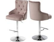 Pink velvet tufted adjustable height bar stool by Meridian additional picture 2
