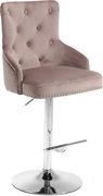 Pink velvet tufted adjustable height bar stool by Meridian additional picture 5
