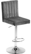 Adjustable height modern bar stool in gray velvet by Meridian additional picture 5