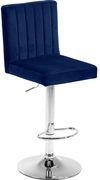 Adjustable height modern bar stool in navy velvet by Meridian additional picture 4