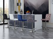 Elegant tufted gray velvet bar stool by Meridian additional picture 3