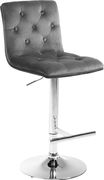 Elegant tufted gray velvet bar stool by Meridian additional picture 4