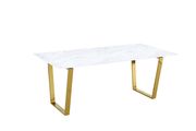 Gold stainless steel base / marble top table by Meridian additional picture 2