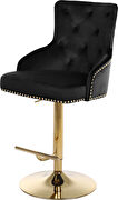 Gold base / nailhead trim black velvet bar stool by Meridian additional picture 3