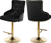 Gold base / nailhead trim black velvet bar stool by Meridian additional picture 7