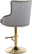 Gold base / nailhead trim gray velvet bar stool by Meridian additional picture 4