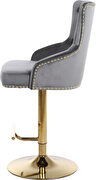 Gold base / nailhead trim gray velvet bar stool by Meridian additional picture 5