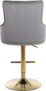 Gold base / nailhead trim gray velvet bar stool by Meridian additional picture 6