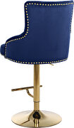 Gold base / nailhead trim navy bluevelvet bar stool by Meridian additional picture 2