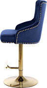 Gold base / nailhead trim navy bluevelvet bar stool by Meridian additional picture 3