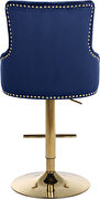 Gold base / nailhead trim navy bluevelvet bar stool by Meridian additional picture 4