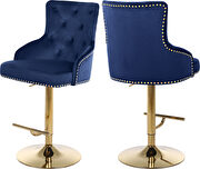 Gold base / nailhead trim navy bluevelvet bar stool by Meridian additional picture 5