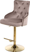 Gold base / nailhead trim pink bluevelvet bar stool by Meridian additional picture 3