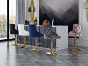 Gold base / nailhead trim white velvet bar stool by Meridian additional picture 3
