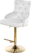 Gold base / nailhead trim white velvet bar stool by Meridian additional picture 4