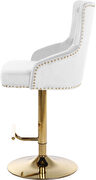 Gold base / nailhead trim white velvet bar stool by Meridian additional picture 6