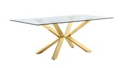 Rich gold stainless steel base / glass top table by Meridian additional picture 2