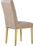 Rich gold stainless steel base beige velvet chair by Meridian additional picture 2