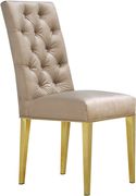Rich gold stainless steel base beige velvet chair by Meridian additional picture 3