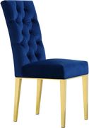 Rich gold stainless steel base / blue velvet chair by Meridian additional picture 3