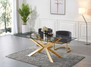 X-shaped gold base / glass top modern dining table by Meridian additional picture 2