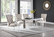 Clear glass / acrylic / silver legs dining table by Meridian additional picture 2